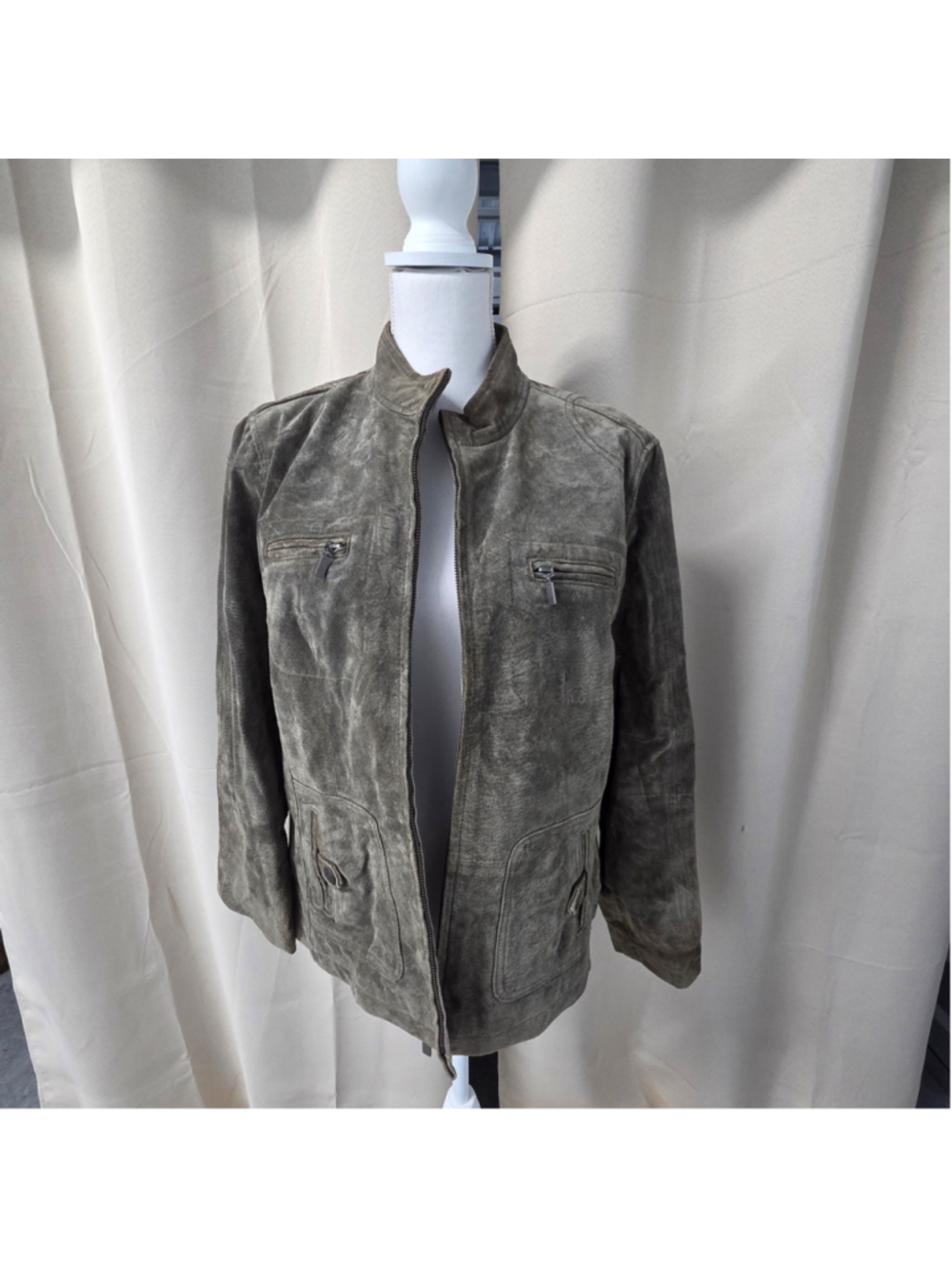 Vintage Ruff Hewn Women's Distressed Olive Jacket Size XL